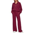 thumbnail image 1 of JYLFC Womens 2 Piece Outfits Set Lounge Hoodie Sweatsuit Sets Oversized Half Zip Sweatshirt Sweatpants with Pockets Burgundy 2XL, 1 of 8