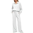 thumbnail image 1 of JYLFC Womens 2 Piece Outfits Set Lounge Hoodie Sweatsuit Sets Oversized Half Zip Sweatshirt Sweatpants with Pockets White 3XL, 1 of 7