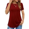 thumbnail image 1 of JYLFC Womens Shirts Summer Crew Neck Shirts Basic Short Sleeve Tshirt Loose Fit Casual Tunic Tops Red, XL, 1 of 7