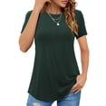 thumbnail image 1 of JYLFC Womens Shirts Summer Crew Neck Shirts Basic Short Sleeve Tshirt Loose Fit Casual Tunic Tops Green, M, 1 of 7