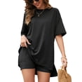 thumbnail image 1 of JYLFC Womens 2 Piece Sets Summer Outfits Lounge Set Oversized Tshirts Matching Biker Shorts,Black 2XL, 1 of 7