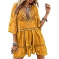 thumbnail image 1 of JYLFC Womens Lace Bathing Suit Cover Up V-Neck Swimsuit Coverups Loose Swimwear Beach Dress Beachwear,Yellow, 1 of 7