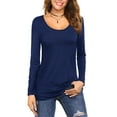 thumbnail image 1 of JYLFC Womens Round Neck T-Shirts Basic Shirts Long Sleeve Tunic Tops, Navy L, 1 of 3