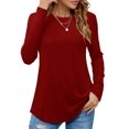 thumbnail image 1 of JYLFC Womens Crew Neck Tunic T-Shirts Long Shirts Long Sleeve Tops, Claret L, 1 of 6