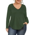 thumbnail image 1 of JYLFC Womens Shirts Long Sleeve Plus Size V Neck Casual Tee Shirts, Green 5XL, 1 of 4