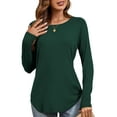 thumbnail image 1 of JYLFC Womens Shirts Raglan Round Neck Tops Long Sleeve T-shirts, Green M, 1 of 6