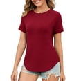 thumbnail image 1 of JYLFC Womens Shirts Summer Crew Neck Raglan Shirt Basic Short Sleeve Loose Fit Casual Tunic Tops, Claret L, 1 of 6