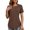 thumbnail image 1 of JYLFC Womens Shirts Summer Crew Neck Raglan Shirt Basic Short Sleeve Loose Fit Casual Tunic Tops, Coffee L, 1 of 6