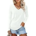 thumbnail image 1 of JYLFC Womens Shirts V Neck Casual Tops Long Sleeve T-shirts, White M, 1 of 8