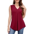thumbnail image 1 of JYLFC Womens Sleeveless Shirts V Neck Summer Tank Tops, Burgundy S, 1 of 4