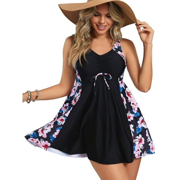 JYLFC Womens Swimsuits 2 Pieces Tankini Sexy Swimwear with Shorts, Black M