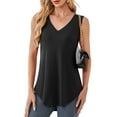 thumbnail image 1 of JYLFC Womens Tank Tops V Neck Long Tops Sleeveless Blouse, Black M, 1 of 8