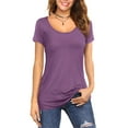 thumbnail image 1 of JYLFC Womens Tops Short Sleeve Round Neck Summer Tee Shirts, Light Purple 2XL, 1 of 6