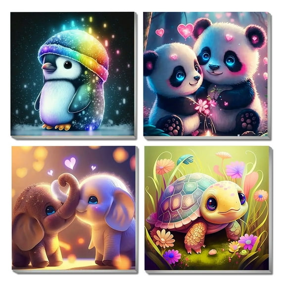 JYLMOOD 4pcs Paint by Numbers for Adults Kits, DIY Easy Painting by Numbers for Gift Home Wall Decoration 30x30cm（without Frame)