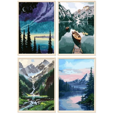 JYLMOOD 4pcs Paint by Numbers for Adults Kits, DIY Easy Painting by Numbers for Gift Home Wall Decoration 30x40cm（without Frame)