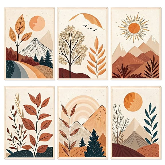 JYLMOOD 6pcs Paint by Numbers for Adults Kits, DIY Easy Painting by Numbers for Gift Home Wall Decoration 20x30cm???without Frame) - Brown Leaves