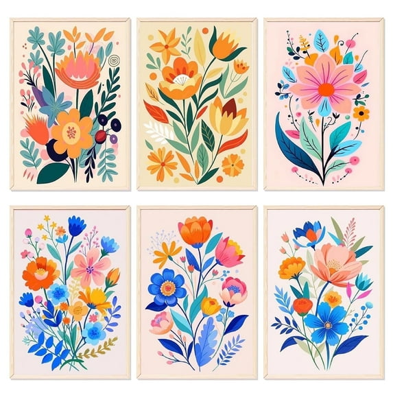 JYLMOOD 6pcs Paint by Numbers for Adults Kits, DIY Easy Painting by Numbers for Gift Home Wall Decoration 20x30cm without Frame) - Easy Flower