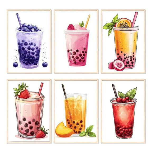 JYLMOOD 6pcs Paint by Numbers for Adults Kits, DIY Easy Painting by Numbers for Gift Home Wall Decoration 20x30cm(without Frame)