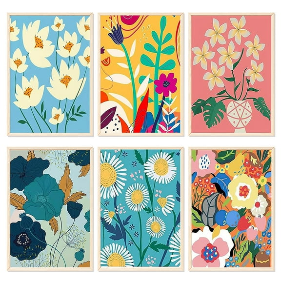 JYLMOOD 6pcs Paint by Numbers for Adults Kits, DIY Easy Painting by Numbers for Gift Home Wall Decoration 20x30cm(without Frame)