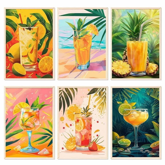 JYLMOOD 6pcs Paint by Numbers for Adults Kits, DIY Easy Painting by Numbers for Gift Home Wall Decoration 20x30cm???without Frame) - Juice-2