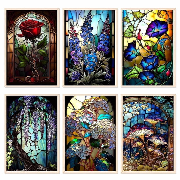 JYLMOOD 6pcs Paint by Numbers for Adults Kits, DIY Easy Painting by Numbers for Gift Home Wall Decoration 25x35cm Frameless