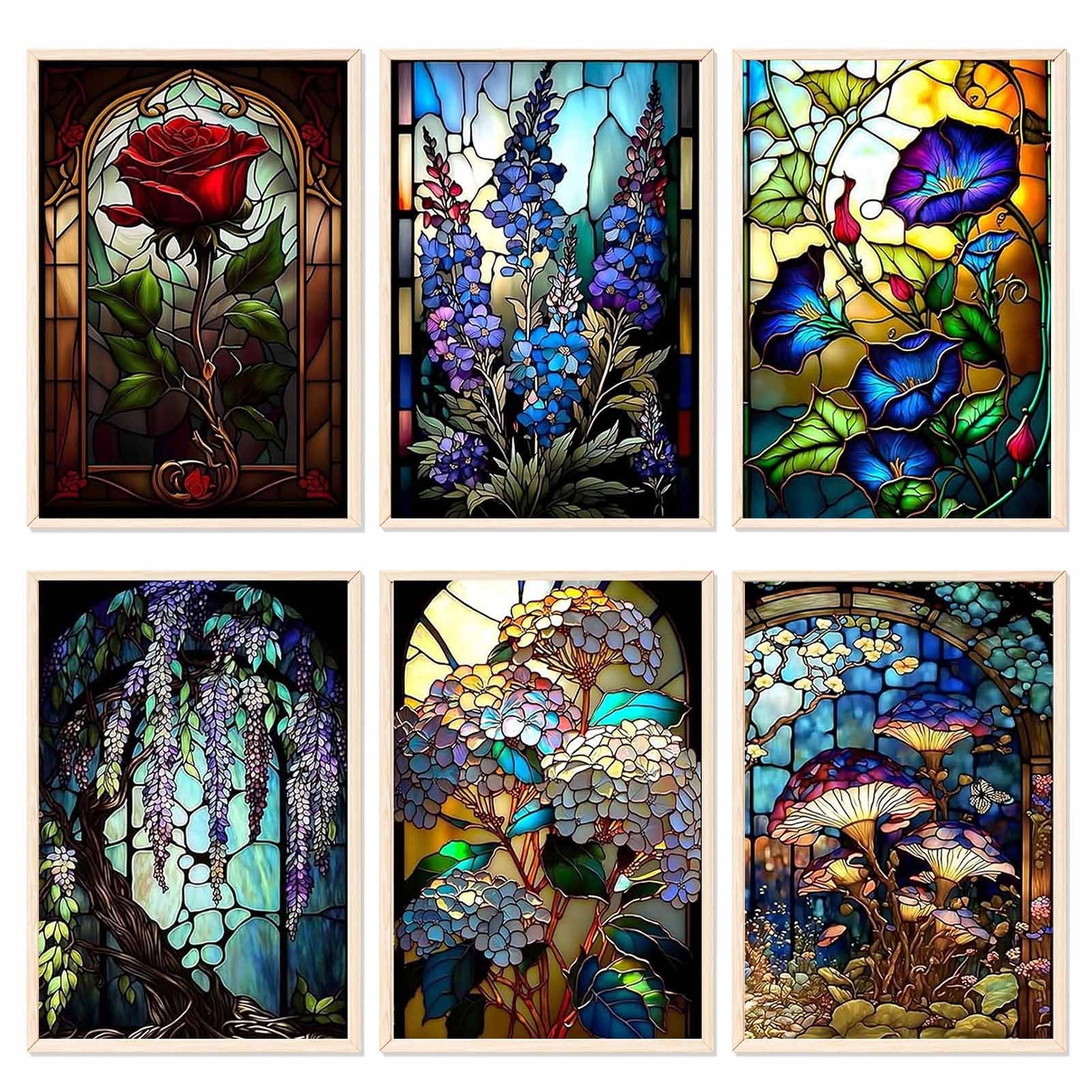 JYLMOOD 6pcs Paint by Numbers for Adults Kits, DIY Easy Painting by Numbers for Gift Home Wall Decoration 25x35cm Frameless