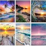 JYLMOOD 6pcs Paint by Numbers for Adults Kits, DIY Easy Painting by Numbers for Gift Home Wall Decoration 30x40cm without Frame