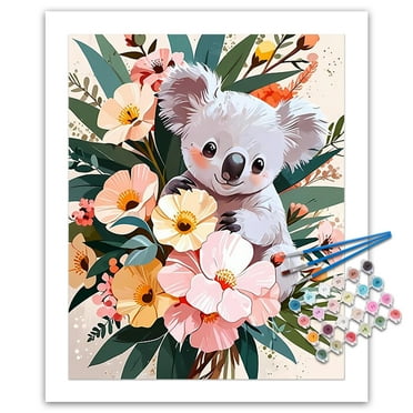 JYLMOOD Animal Paint by Numbers Kit for Unisex Adults Beginner with Full Accessories, Easy Oil Painting Kits On Colored Canvas, 16x20in, Relaxing Art Craft