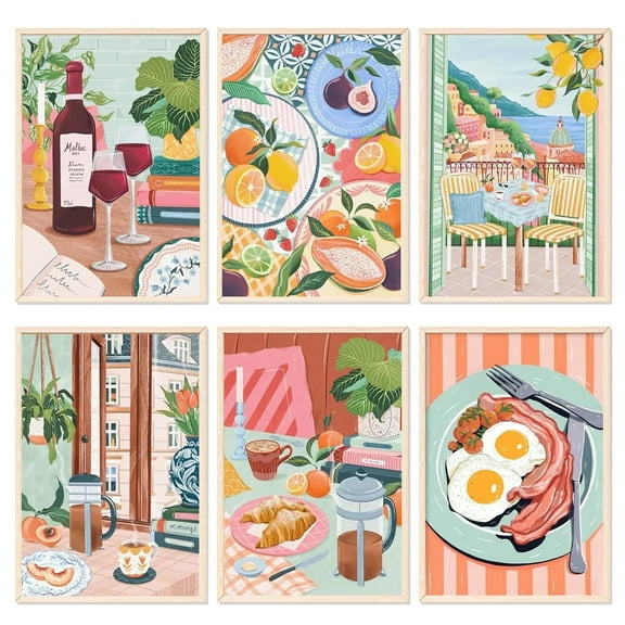 JYLMOOD DIY 6pcs/set Paint by Number for Adults, Easy Painting by Numbers for Gift Home Wall Decor 10x14in without Frame, Colored Canvas