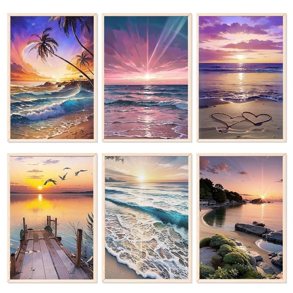 JYLMOOD DIY 6pcs/set Paint by Number for Adults, Easy Painting by Numbers for Gift Home Wall Decor 10x14in without Frame, Colored Canvas
