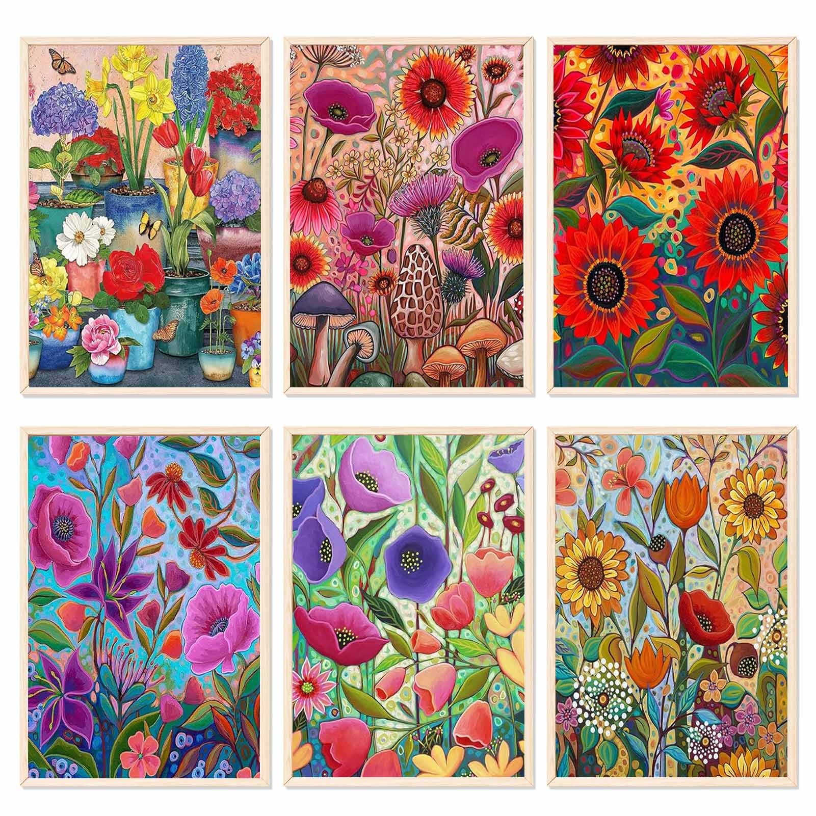 JYLMOOD DIY 6pcs/set Paint by Number for Adults, Easy Painting by Numbers for Gift Home Wall Decor 10x14in without Frame, Colored Canvas