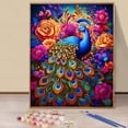 thumbnail image 1 of JYLMOOD DIY Animal Paint by Number for Adults, Easy Painting by Numbers for Gift Home Wall Decor 16x20in without Frame, Colored Canvas - Peacock, 1 of 5