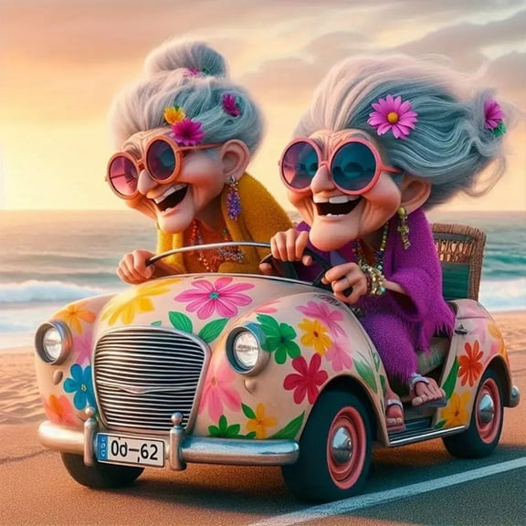 JYLMOOD DIY Paint by Number for Adults, Easy Painting by Numbers for Gift Home Wall Decor 16x16in without Frame, Colored Canvas - Elderly Friends