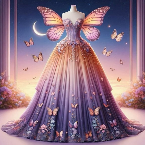 JYLMOOD DIY Paint by Number for Adults, Easy Painting by Numbers for Gift Home Wall Decor 16x16in without Frame, Colored Canvas - Butterfly Dress