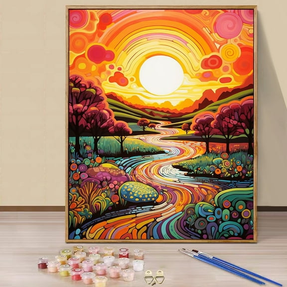 JYLMOOD DIY Paint by Number for Adults, Easy Painting by Numbers for Gift Home Wall Decor 16x20in without Frame, Colored Canvas - Sunrise