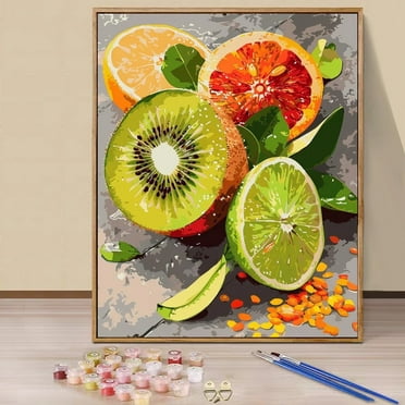JYLMOOD DIY Paint by Number for Adults, Easy Painting by Numbers for Gift Home Wall Decor 16x20in without Frame, Colored Canvas - Fruit