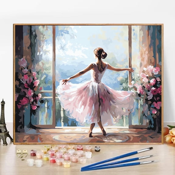 JYLMOOD Paint by Numbers Kit for Adults Beginner, Easy DIY Oil Painting Kits On Canvas for Gift Home Wall Decor 16x20 Inch - Dancing Girl