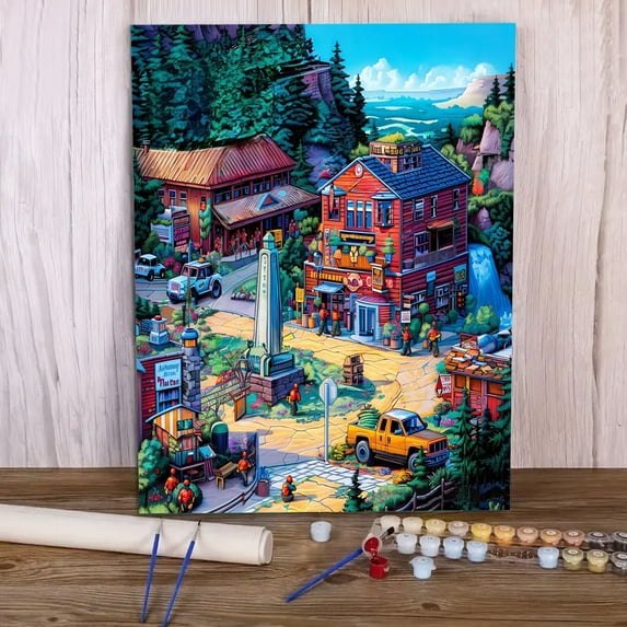 JYLMOOD DIY Paint by Number for Adults, Easy Painting by Numbers for Gift Home Wall Decor 16x20in without Frame, Colored Canvas