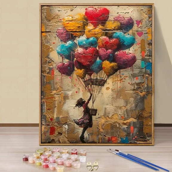 JYLMOOD Paint by Numbers Adults, Hand Painted Oil Painting Canvas with Brushes and Acrylic Paints for Home Decor, Without Frame (40 x 50 cm) - Balloon