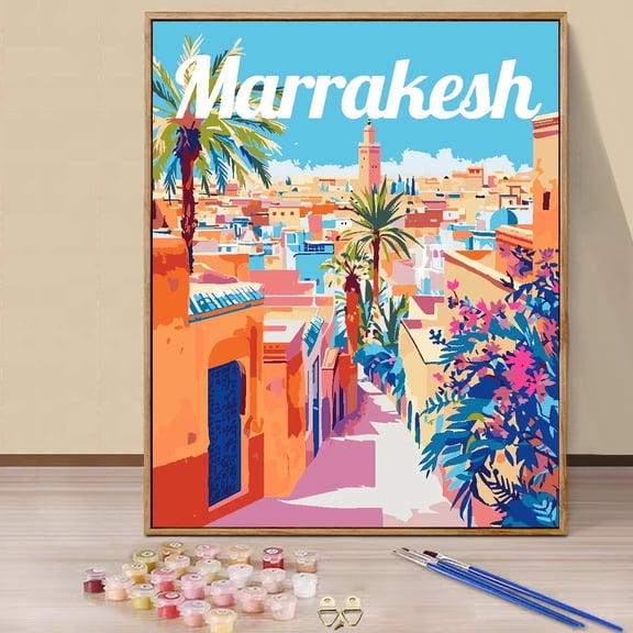 JYLMOOD Paint by Numbers Kit for Adults Beginner, Easy DIY Oil Painting Kits On Canvas for Gift Home Wall Decor 16x20 Inch Without Frame - Marrakesh