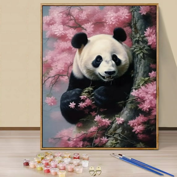 JYLMOOD Panda Animal Paint by Numbers Kit for Adults Beginner, Easy DIY Oil Painting Kits On Canvas for Gift Home Wall Decor 16x20 Inch Without Frame