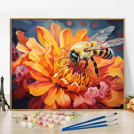 JYLMOOD Paint by Numbers Kit for Adults Beginner, Easy DIY Oil Painting Kits On Canvas for Gift Home Wall Decor 16x20 Inch without Frame - Bee