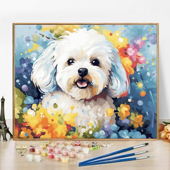 JYLMOOD Paint by Numbers Kit for Adults Beginner, Easy DIY Oil Painting Kits On Canvas for Gift Home Wall Decor 16x20 Inch without Frame - Dog