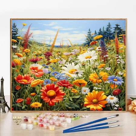 JYLMOOD Paint by Numbers Kit for Adults Beginner, Easy DIY Oil Painting Kits On Canvas for Gift Home Wall Decor 16x20 Inch without Frame - Flower