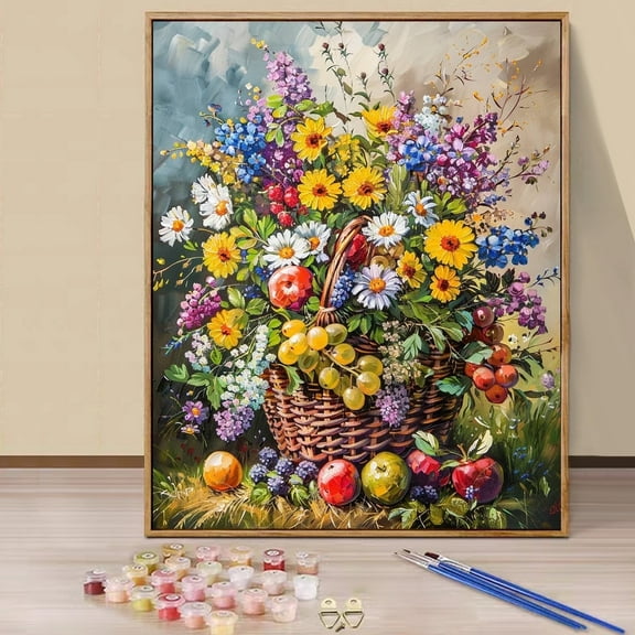 JYLMOOD Paint by Numbers Kit for Adults Beginner, Easy DIY Oil Painting Kits On Canvas for Gift Home Wall Decor 16x20 Inch - Flower Fruit