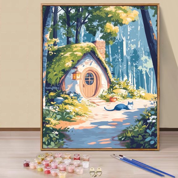 JYLMOOD Paint by Numbers Kit for Adults Beginner, Easy DIY Oil Painting Kits On Canvas for Gift Home Wall Decor 16x20 Inch - House Cat