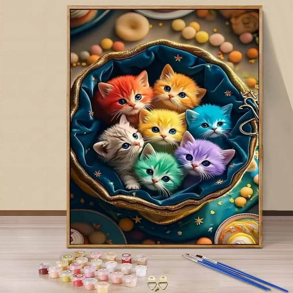 JYLMOOD Paint by Numbers Kit for Adults Beginner, Easy DIY Oil Painting Kits On Canvas for Gift Home Wall Decor 16x20 Inch - Cat