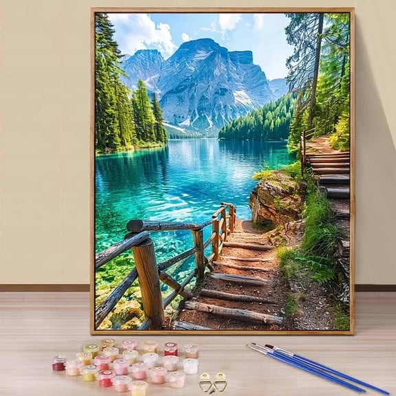 JYLMOOD Paint by Numbers Kit for Adults Beginner, Easy DIY Oil Painting Kits On Canvas for Gift Home Wall Decor 16x20 Inch - Seaside Road