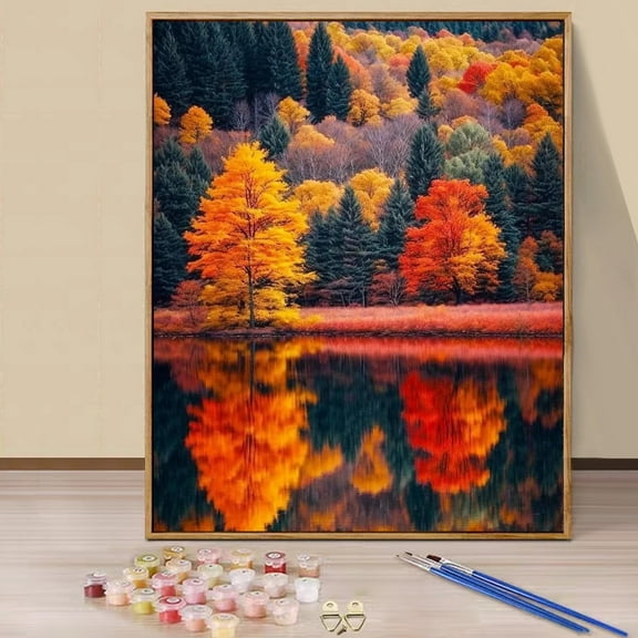 JYLMOOD Paint by Numbers Kit for Adults Beginner, Easy DIY Oil Painting Kits On Canvas for Gift Home Wall Decor 16x20 Inch - Autumn Forest