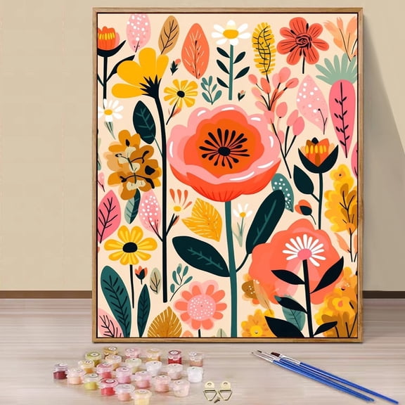 JYLMOOD Paint by Numbers Kit for Adults Beginner, Easy DIY Oil Painting Kits On Canvas for Gift Home Wall Decor 16x20 Inch - Orange Flower